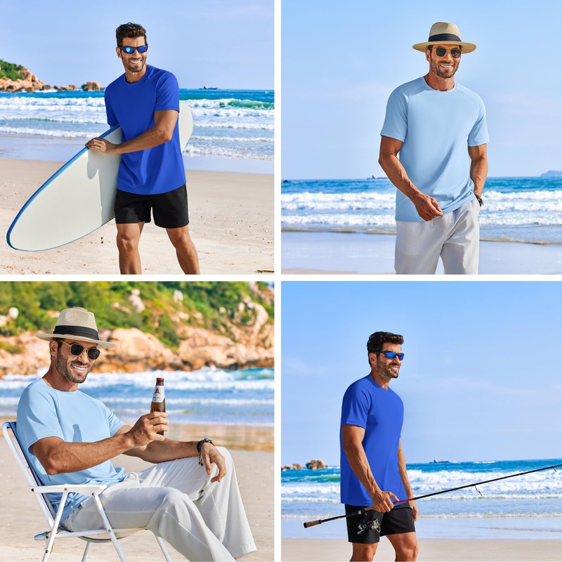 PINSPARK 5 Pack Gym Workout Shirts Men Moisture Wicking T