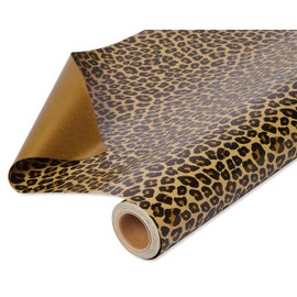 American Greetings Reversible wrapping paper, 175 sq. ft, 1-Roll, Gold and Leopard