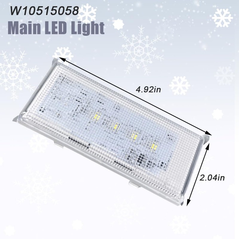 BOVZOR Compatible with Whirlpool W10515058 Refrigerator LED Light, Bright Interior