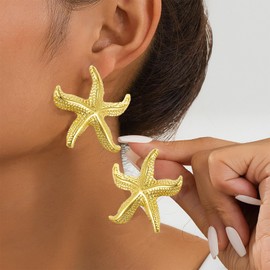 Gold Earrings for Women Statement Starfish Earrings Boho Fashion Beach Ear Jewelry Accessories for Women Ocean Beach Party Holiday Jewelry Gifts (gold)