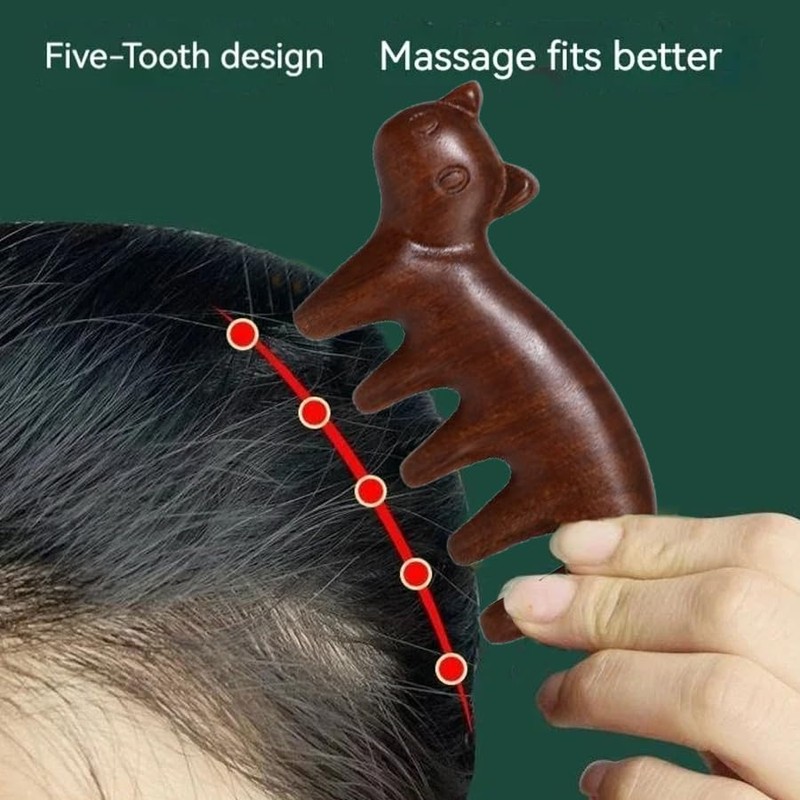 ARFUKA Wooden Cat Scalp Massage Comb Five Claw Trigger Point