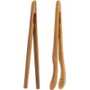 2Pcs 6.7 Inch Bamboo Toast Tongs, Small Natural Wood Toaster