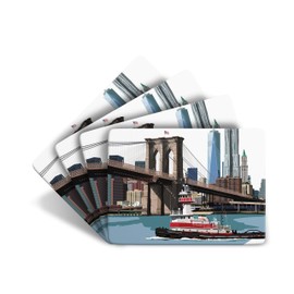 New York"Brooklyn Bridge" Set of 4 Table Mats Placemat - American USA Gift by Leslie Gerry