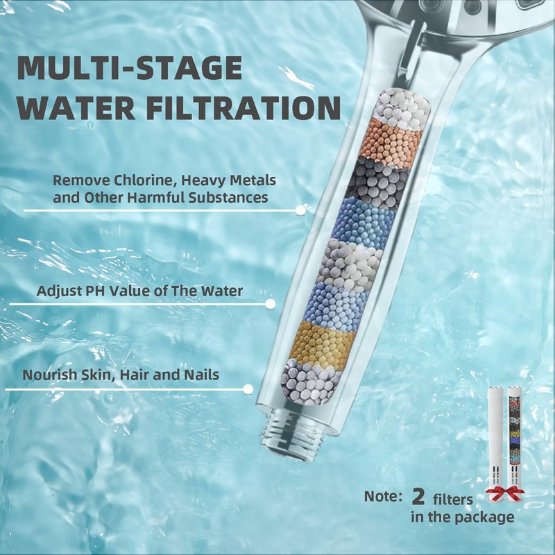 Filtered Shower Head with Handheld, High Pressure 10 Spray Mode