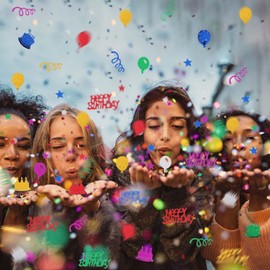 MBAIYO Confetti Birthday Decoration, Happy Birthday Confetti Birthday Jewellery, Confetti Decoration, Jubilee Day Decoration, Happy Birthday Decoration, Woman, Man Table for Anniversary, Party