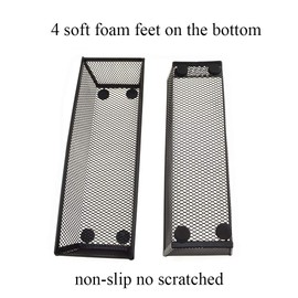 HAHIYO Stackable Mesh Tray Cup 9 x 3 x 2 inches Sturdy Container for Desk Drawer Organizer Collection for Home Office School Kitchen Soft Foam Feet No Sharp Edges 2 Pack Black