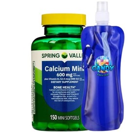 Candy Freezer Spring Valley Calcium Plus Vitamin D3 150 Mini Softgels | Calcium Supplement | CaIcium mini softgels | CaIcium 600 mg with Vitamin d3 | 150 Mini Softgels Collapsible Bottle