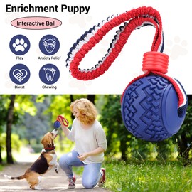 JAKPAK Dog Ball Interactive Tyre Dog Ball Rope Toy for Puppy Teething Chew Dogs Ball with Rope Kitten Dog Ball for Medium and Small Dog Ball with Rope for Tug of War, Training, Fetch(Blue)