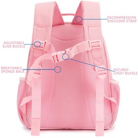 FlowFly Kids Backpack for Toddler Boys Girls, Simple Lightweight Bookbag for Daycare Kindergarten Elementary School Travel, Small Modern Bag (Medium 15''), Pink