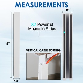 Blulu 2 Pack White Steel Magnetic 14 Inch Cable Management Channel for Under Desk Leg Vertical Wire Hider Cover Desk Cable Organizer No Drill Cord Organizer Cord Hider Management for Home Office