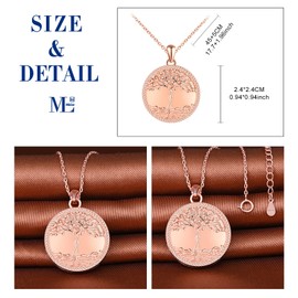 MicLee Locket Photo Necklace for Women and Girl 925 Sterling Silver Round Openable Pendants with Tree of Life Engraving Creative Rose Gold Necklaces