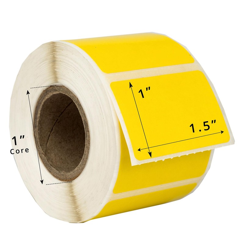 HOUSELABELS 1.5" x 1" Yellow Multipurpose Labels on 1" Core