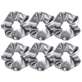 6Pcs Silk Hair Scrunchies for Women, Silk Hair Scrunchies for Frizz Prevention, Soft and Silky Hair Ties Hair Accessories for Women Girls, Elastic ponytail Holders (Grey)