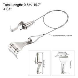 sourcing map Picture Hanging Wire Kit, 4Set 0.5M Hanging Wire with Large S-Hook for Home Picture Art Gallery Picture Display Kit, Load 66 Lbs