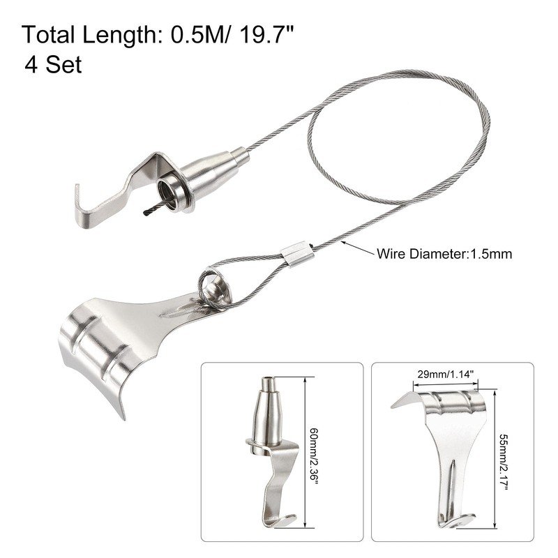 sourcing map Picture Hanging Wire Kit, 4Set 0.5M Hanging Wire