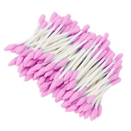 Hisopo de doble punta, hisopo de maquillaje suave de aplicación amplia con bolsa sellada transparente para oreja de excavación para maquillaje(rosado)