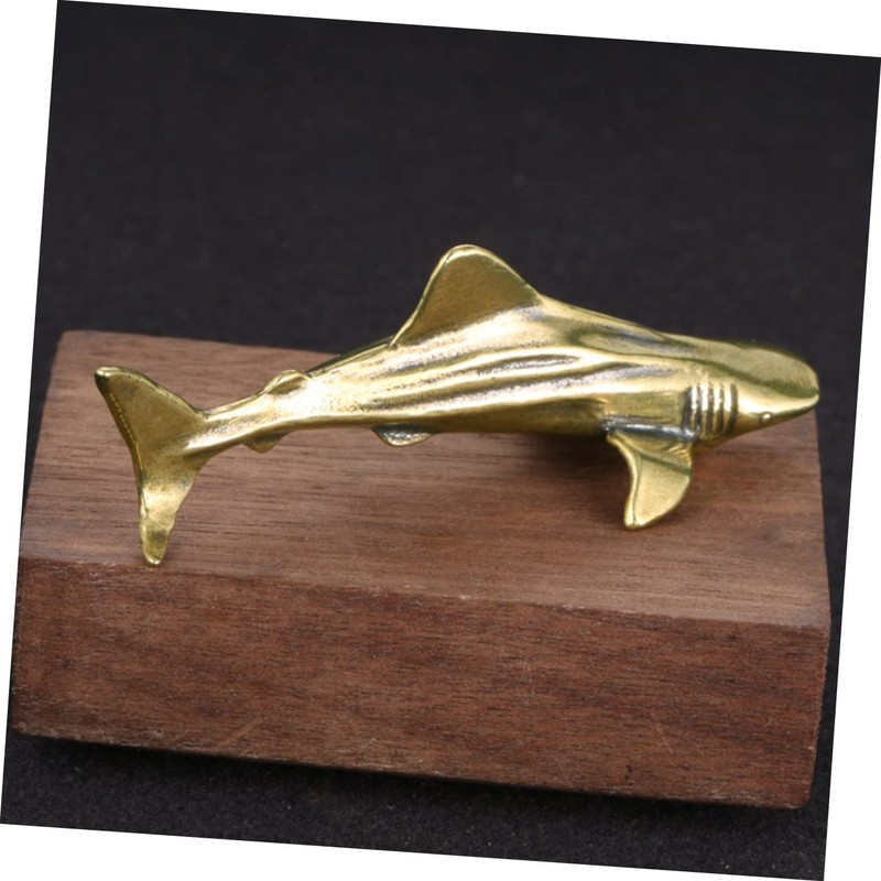 LIFKOME Brass Shark Figurine Desktop Decor Unique Shark Shaped Adornment