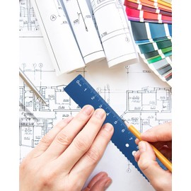 Honagu Triangular Ruler Set, 8 Pieces/2 Sets Aluminum Alloy Ruler, Metal Drafting Ruler, Geometric Protractor for Student, Draftsman, Engineers, School Office Supplies (Blue+Purple)