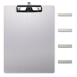 Banjiang Stainless Steel Magnetic Clipboards,Metal Clipboard with 304 Low Profile Clip,Black Board for Fridge,Cooking Recipe Splints,Message Board (9.2"x12.5" Letter)