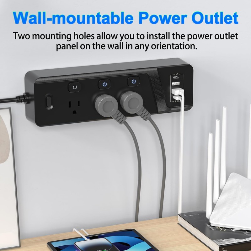 HITRENDS Power Strip with 6 AC Outlets and 4 USB