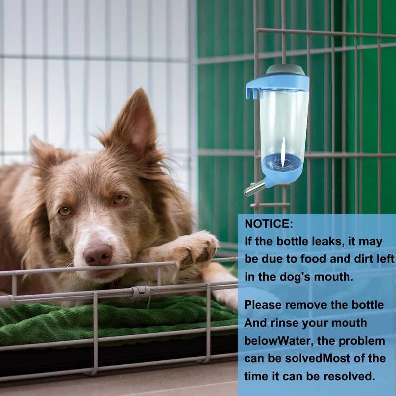 DEEUCHIS Dog Crate Water Bottle - 12 oz No Drip