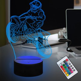 Laysinly Motorcyle Men Cool Sport Night Light Remote 16 Colors Touch dimming USB Charge Atmosphere Desk Lamp for boy 4 Mode Flash Smooth Home Decoration