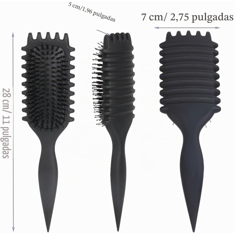 Cepillo Para Cabello Rizado, Definidor De Rizos Con Jabalí Y