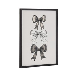 Kate and Laurel Coquette Preppy Retro Girly Black Bows Framed Wall Art by The Creative Bunch Studio, 12x16 Black, Cute Hair Bow Art for Wall