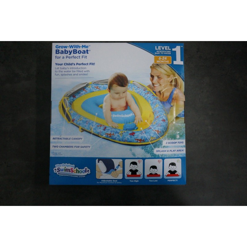 SwimSchools SwimSchool Babyboat with Canopy Dual Air Pillow Chambers Safety