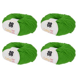 Rebower Cotton Yarn,100% Cotton Soft Knitting Yarn [for Hand DIY Bag Cushion Crocheting Knitting Project Home Decor] -4 Packages of 200g/7.05oz(Per Skein 50g/137yards)/Dark Green