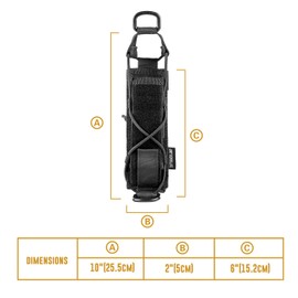 OneTigris Tactical Flashlight Holster Open-top Holder Pouch for Torch Linear Hand Tool with MOLLE Strap for Vertical & Horizontal Carrying (Black)