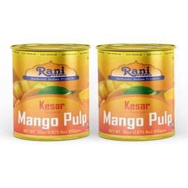 Rani Mango Pulp Puree (Makes Mango Lassi Shakes) Kesar Sweetened 30oz (1.875lbs) 850g Pack of 2 ~ Kosher | All Natural | NON-GMO | Vegan | No colors | Gluten Friendly | Indian Origin