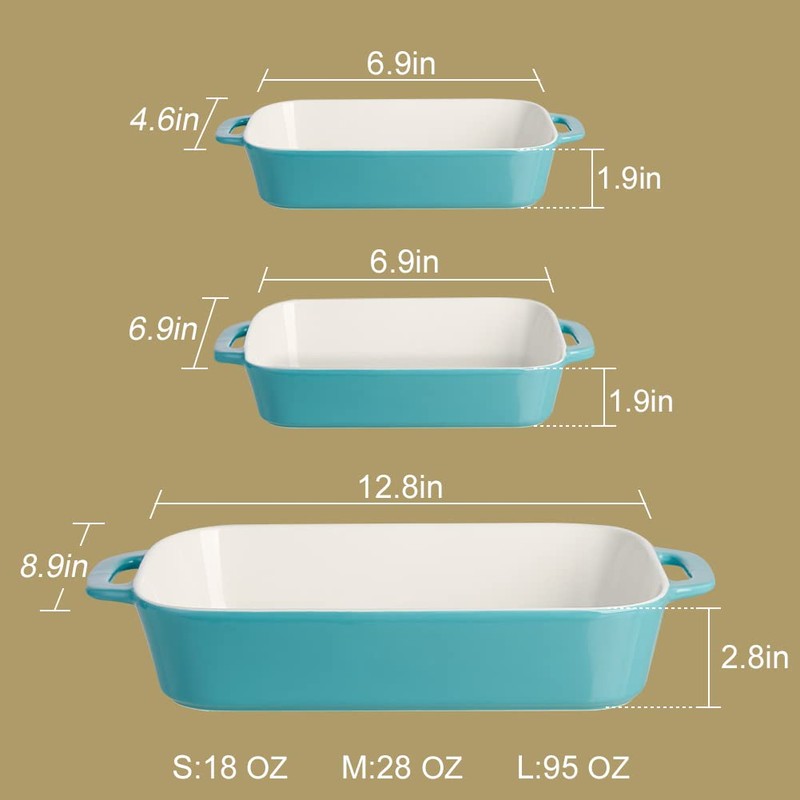 Sweejar Ceramic Bakeware Set, Rectangular Baking Dish for Cooking, Kitchen,