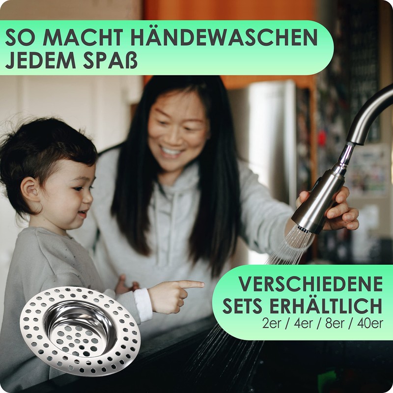Kitchen Helpis® 4 x Drain Strainer Suitable for All Drains,