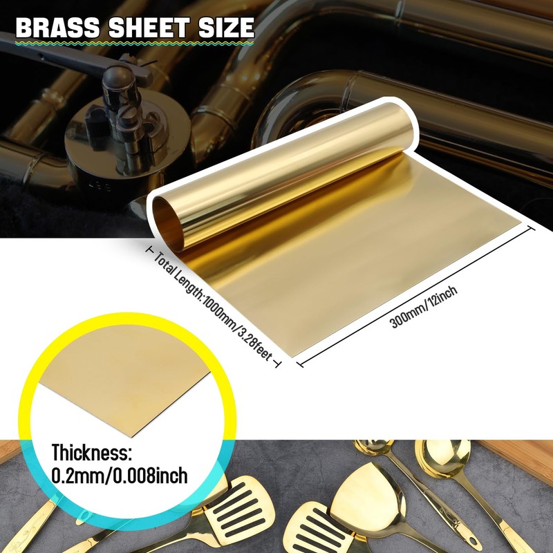 YIEMI Brass Sheet Roll, Gold Foil Sheets 1000mm x 300mm