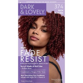 Dark and Lovely Fade Resist Permanent Hair Colour Hair Dye Up To 100 Percent Gray Coverage Brilliant Shine (Rich Auburn 374)