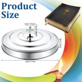 Polished Communion Tray Cover Stainless Steel Silver Holy Cup Tray Cover for Church Serving Plate First Communion Supplies