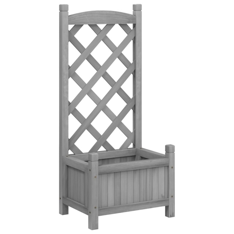 Gecheer Planter with Trellis Gray Solid Wood Fir