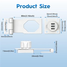 3-Digit Combination Cabinet Locks for Double Sliding Bifold Doors White