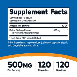 Nutricost Baikal Skullcap 500mg, 120 Vegetarian Capsules - Non-GMO, Gluten Free