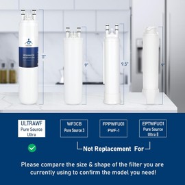 TEEHAY ULTRAWF Water Filter Replacement, Compatible with Frigidaire ULTRAWF, Pure Source Ultra, Kenmore 9999, 469999, 46-9999, A0094E28261, Height 11 inches, 4 Pack (4)