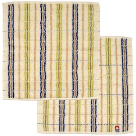 Nishio IBT-506-10-2P Imabari Towel Certified Hand Towel, Men's, Set of 2, Made in Japan, 100% Cotton, 9.8 inches (25 cm), Double-Sided Pile, Water Absorbent, Checkered Pattern, Gentleman's Imabari