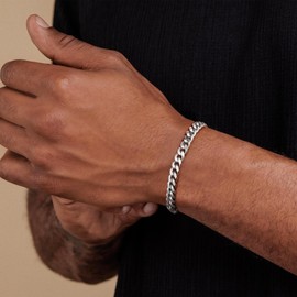 IEFLIFE Gifts for Men Bracelet - Bracelet Gifts for Men Husband from Wife, Anniversary Birthday Gift for Man, 8mm Silver Stainless Steel Cuban Link Chain Bracelets Gift for Man Him Jewelry