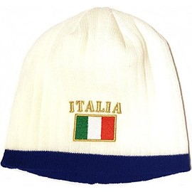 Italy Italia Embroidered Beanie Cap Winter Hat (White)
