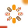 Fall Press on Nails Short Square Fake Nails Glossy Orange