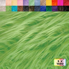 FabricLA Shaggy Faux Fur Fabric - Half Yard | 60" X 18" Inches | DIY Craft, Hobby, Costume, Decoration | Lime Green