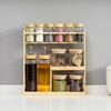 Basicwise 3-Tier Bamboo Spice Rack with 6 Spice Shaker Bottles,