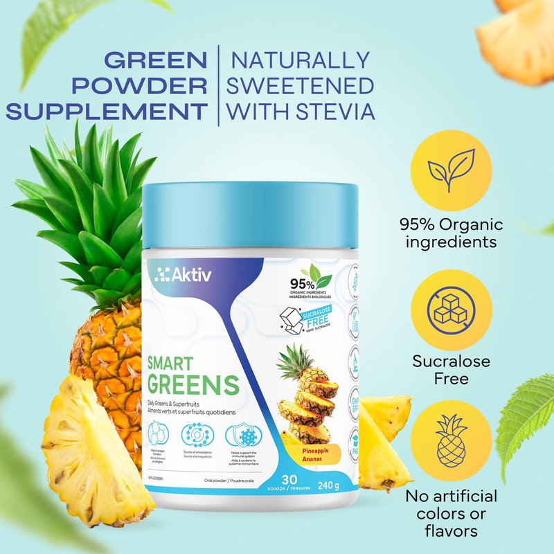 Aktiv Greens Supplement – Pineapple | 95% Organic Ingredients |