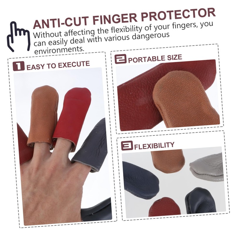 IWOWHERO Finger Protector Set 10pcs Leather Thimble Covers for Craft