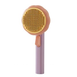 Cat Hair Brush - Self Cleaning Pet Slicker Brush with Release Button, Grooming Brush for Long or Short Haired Cats Dogs fur min at - Color: Purple